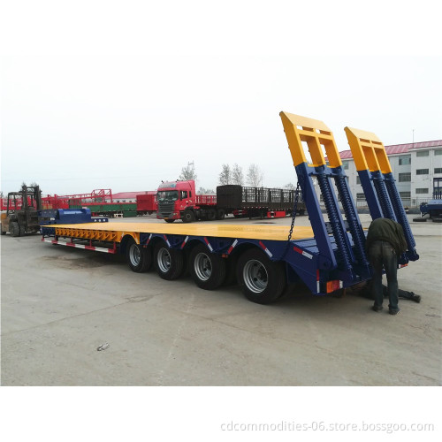 Cheap 4 Axles Lowbed Semi Trailer Travel Trailers Truck Trailers  For Sale